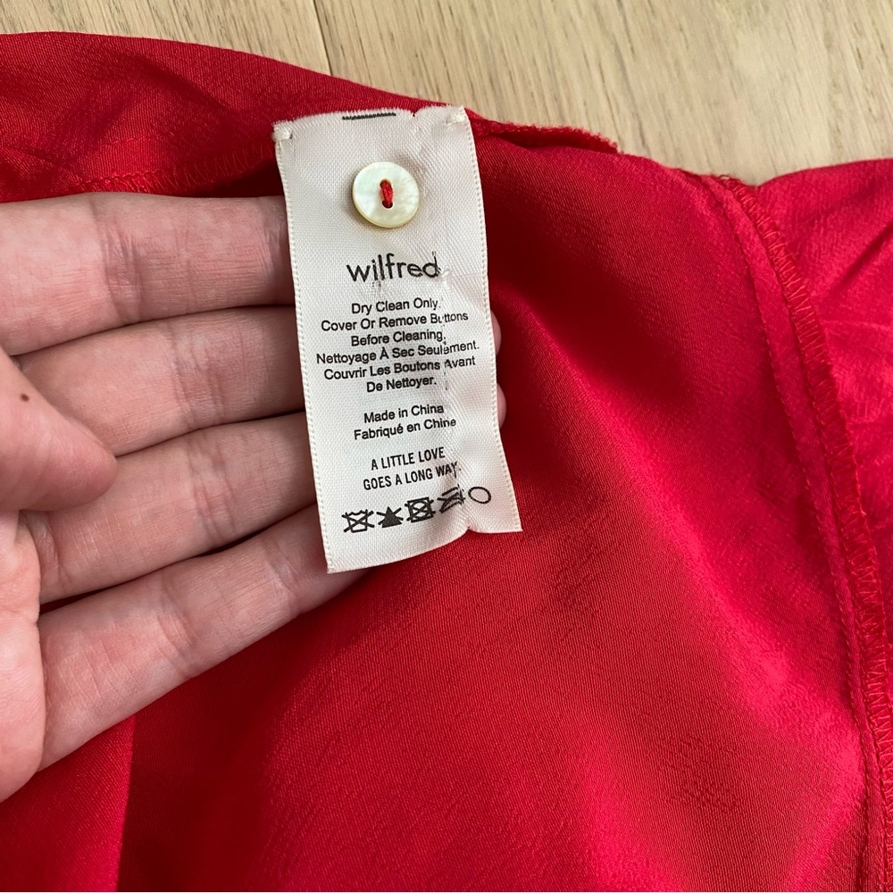 Aritzia Wilfred Free “Aurelia” Red Ruffle Blouse ❤️ - Picture 6 of 9